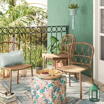 4pc Britanna Wicker Rattan Outdoor Patio Dining Chairs Arm Chairs Brown - Opalhouse™ 3 4pc Britanna Wicker Rattan Outdoor Patio Dining Chairs Arm Chairs Brown - Opalhouse™