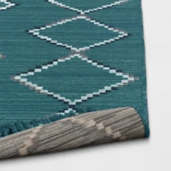 7' X 10' Soft Moroccan Woven Tapestry With Double Knot Fringe Outdoor Rug Teal - Opalhouse™ 7 7' X 10' Soft Moroccan Woven Tapestry With Double Knot Fringe Outdoor Rug Teal - Opalhouse™ -Opalhouse GUEST 3a15645d 40e3 4c67 92df d55f6ad30a10 1
