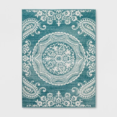 Vintage Medallion Outdoor Rug Turquoise - Opalhouse 5 Vintage Medallion Outdoor Rug Turquoise - Opalhouse - Image 3
