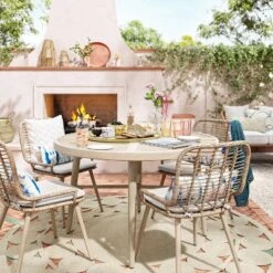 Leona 46" Round Crushed Bamboo Stamped Steel Top Patio Dining Table - Opalhouse™ -Opalhouse GUEST f04b764c a584 4bfe b9ea 6c0ea8ed5c2c